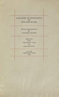 [Baskin, Leonard] Blake, William. Auguries of Innocence