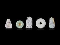 Fourteen Chinese Jadeite Pendants