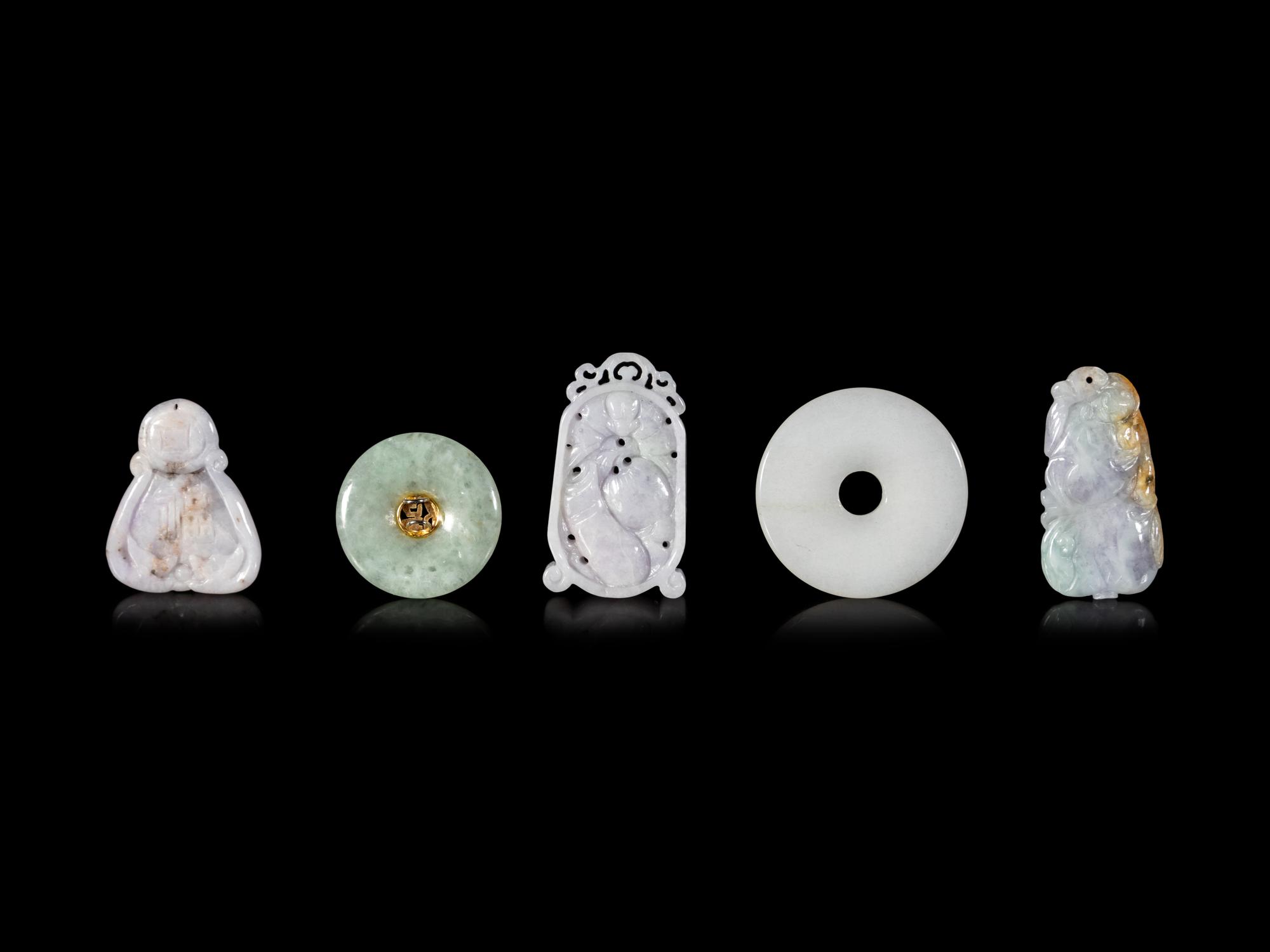 Fourteen Chinese Jadeite Pendants
