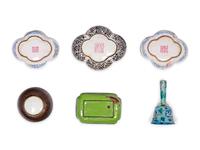 Six Chinese Canton Enamel on Copper Wares