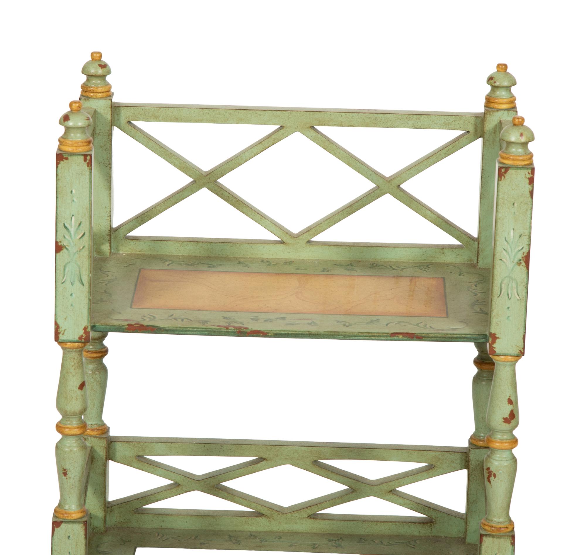 A Pair of Painted Two-Tier Book Shelves by Chelsea House