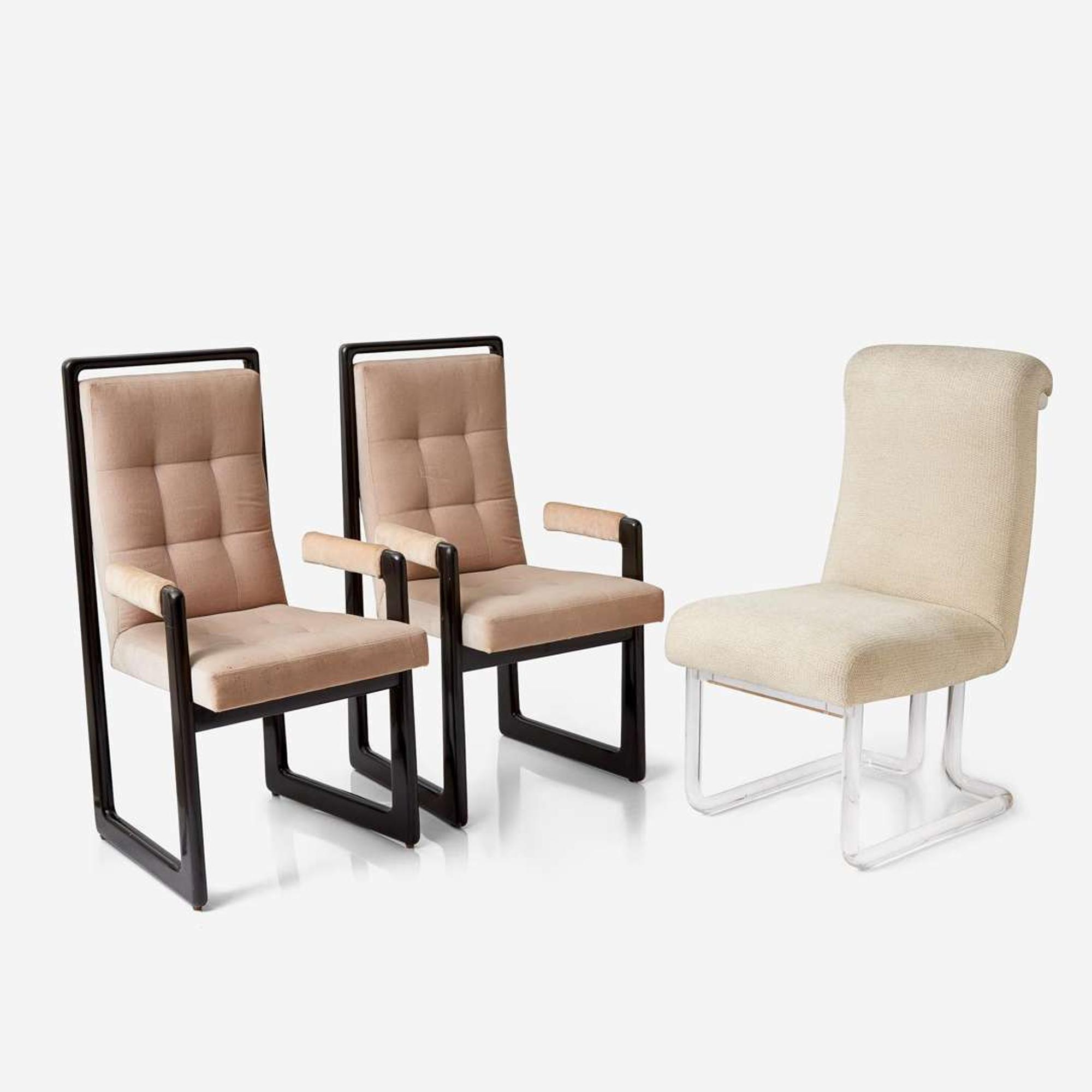Vladimir Kagan (American, 1927-2016) Pair of Nobadeer Armchairs, USA, circa 1973, and a Tatyana Side Chair, Vladimir Kagan Designs, Inc., USA, circa 1970