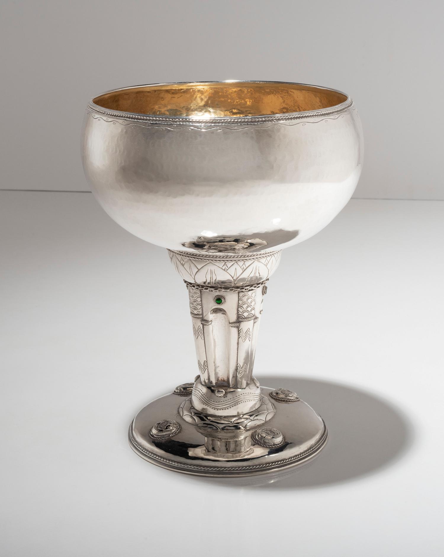 Arts and Crafts Silver and Jewel Mounted Chalice, 1931