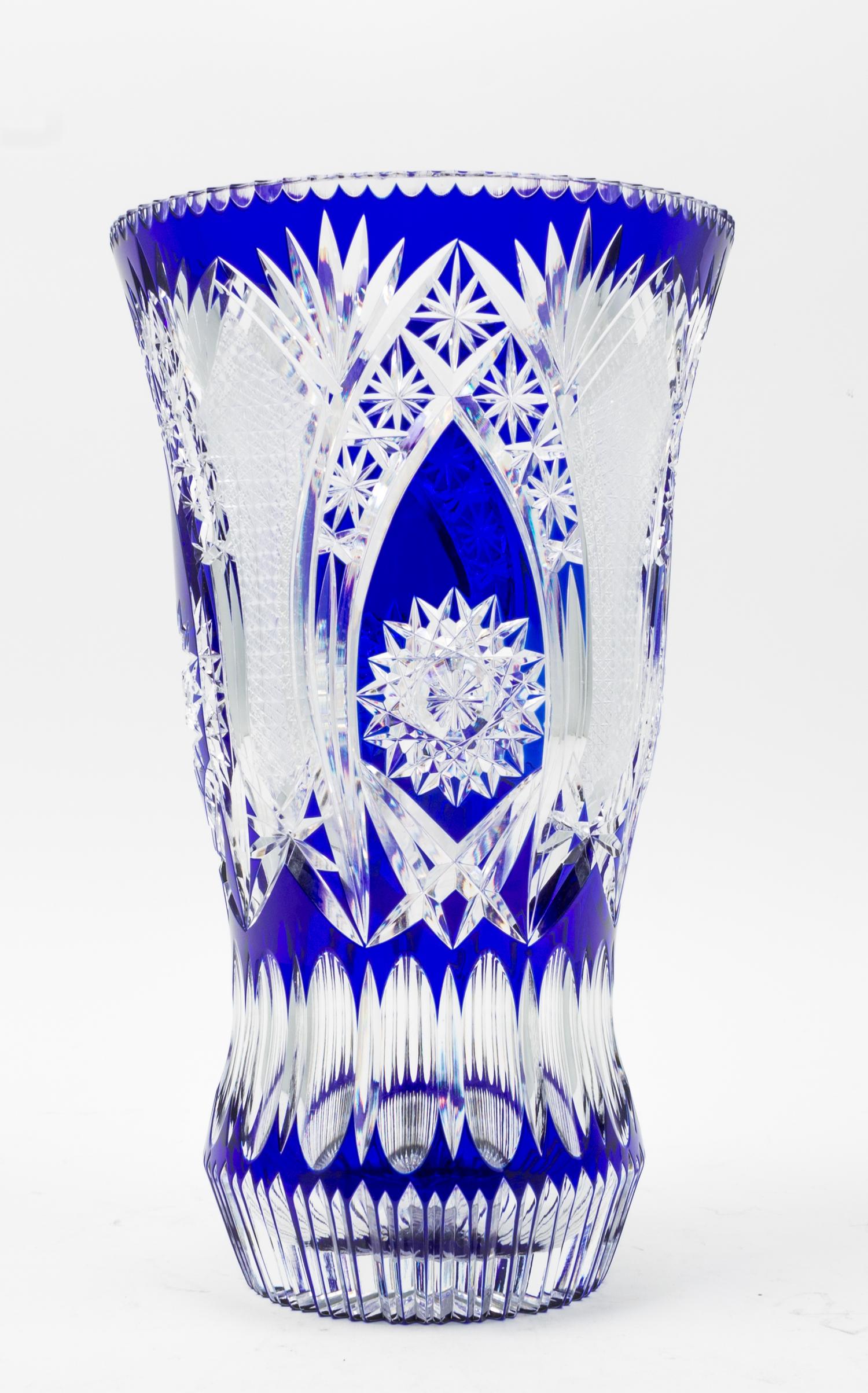 A Blue Cut to Clear Vase, St. Louis Height 15 3/4 inches. — 20TH CENTURY