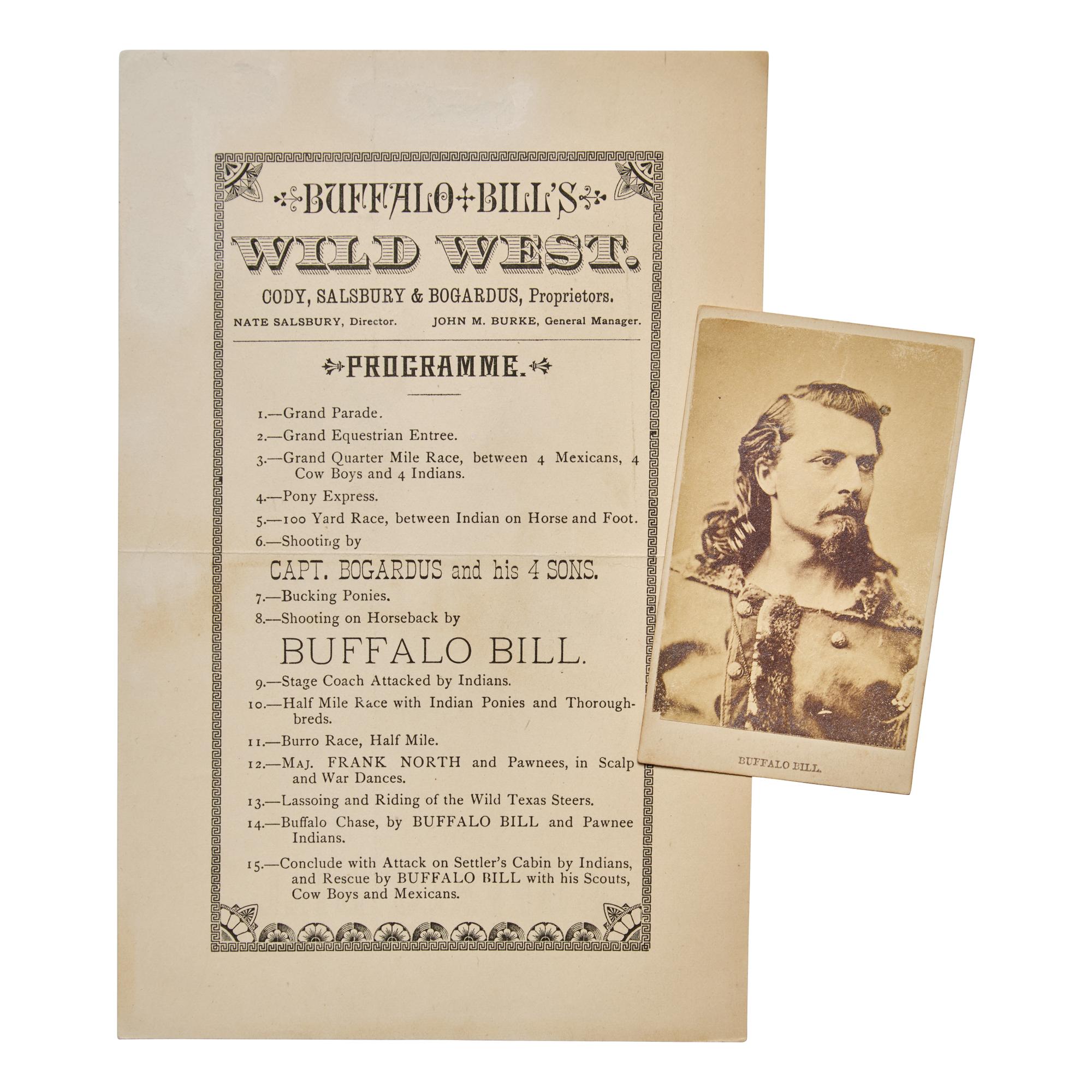 [Old West] A Rare Variant Buffalo Bill Program Insert and a Very Early CDV