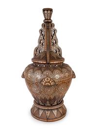 A Monumental Near Eastern Mother-of-Pearl-Inlaid Covered Jar