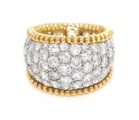 A Bicolor Gold and Diamond Band, 5.60 dwts.