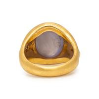 Star Sapphire, Diamond, and Yellow Gold Ring