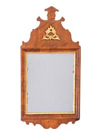A Queen Anne Parcel Gilt Walnut Looking Glass