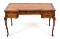 A Louis XV Style Walnut Bureau Plat