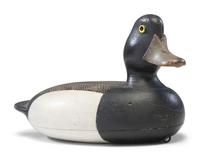 A Carved and Painted Wood Bluebill Drake Decoy, Attributed to Fred Allen (American, 1838-1912)