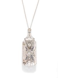 ART DECO, DIAMOND AND SYNTHETIC SAPPHIRE PENDANT BROOCH