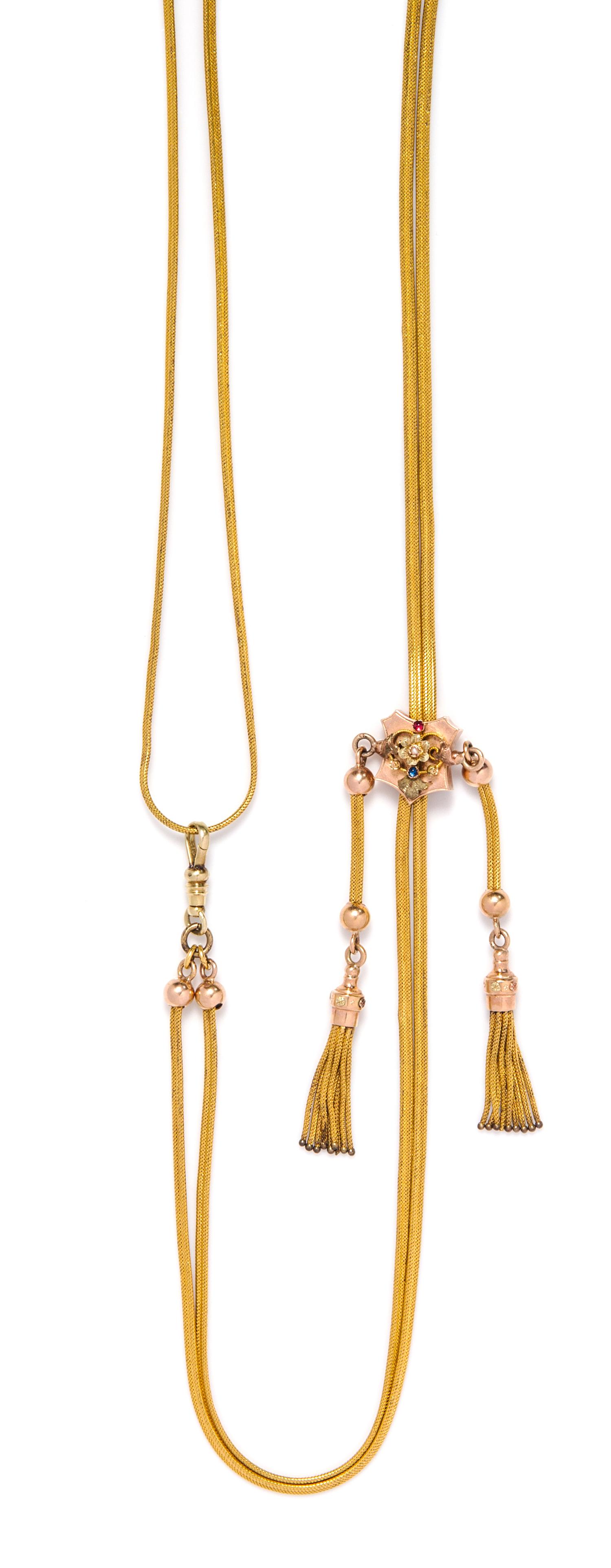 A Victorian Yellow and Rose Gold Slide Longchain, 20.70 dwts.