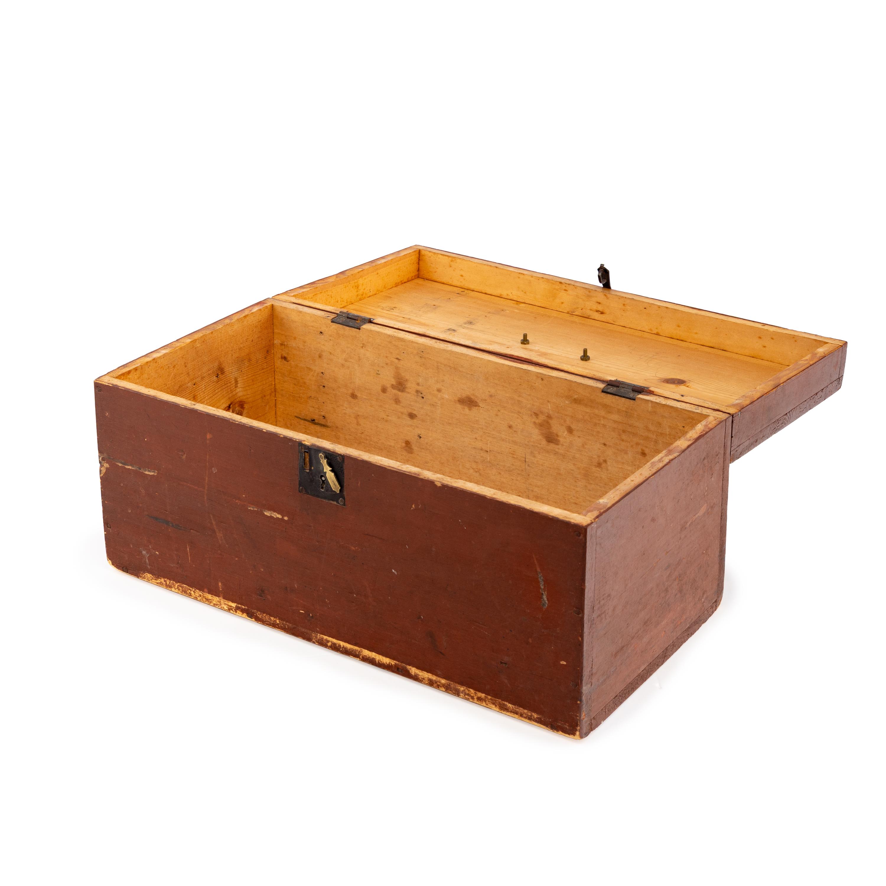 A Red-Painted Pine Document Box