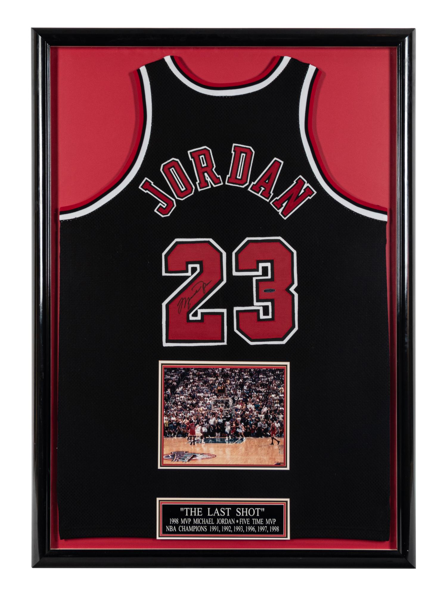 A Michael Jordan Signed Autograph Chicago Bulls Jersey "Last Shot" Display (Upper Deck Authenticated),
