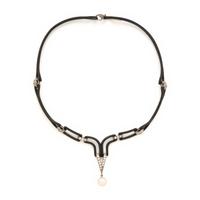 Marsh & Co, Blackened Steel, Cultured Pearl, and Diamond Necklace