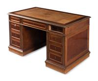 A Directoire Style Brass Mounted Mahogany Pedestal Desk