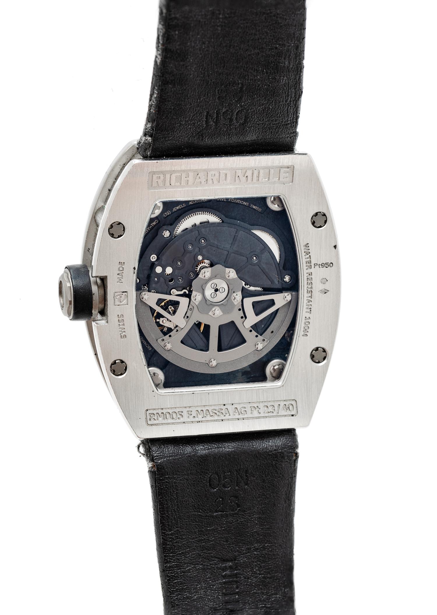 A RARE RICHARD MILLE REF. RM005 PLATINUM LIMITED EDITION 'FELIPE MASSA' WRISTWATCH