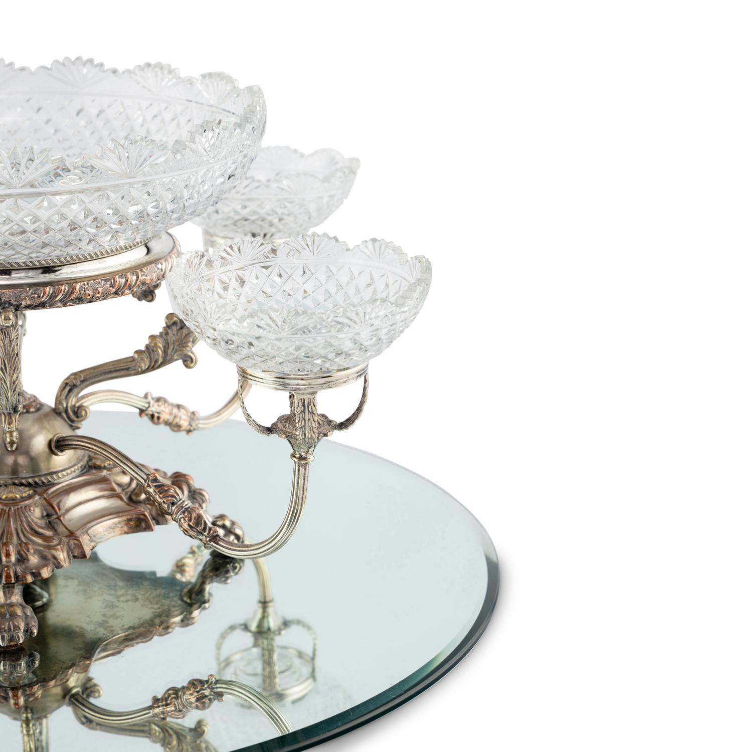 An English Silver-Plate and Cut Glass Epergne