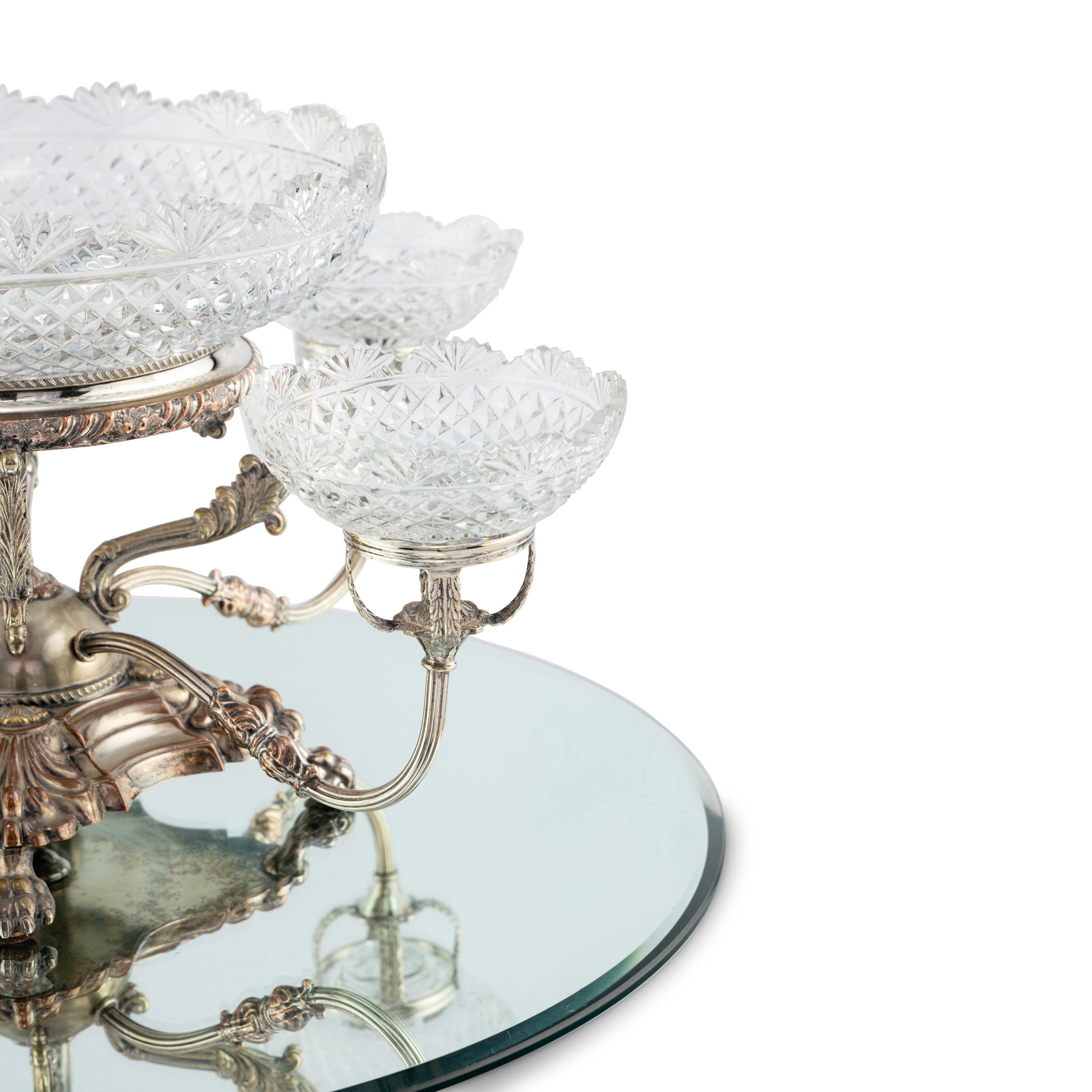 An English Silver-Plate and Cut Glass Epergne