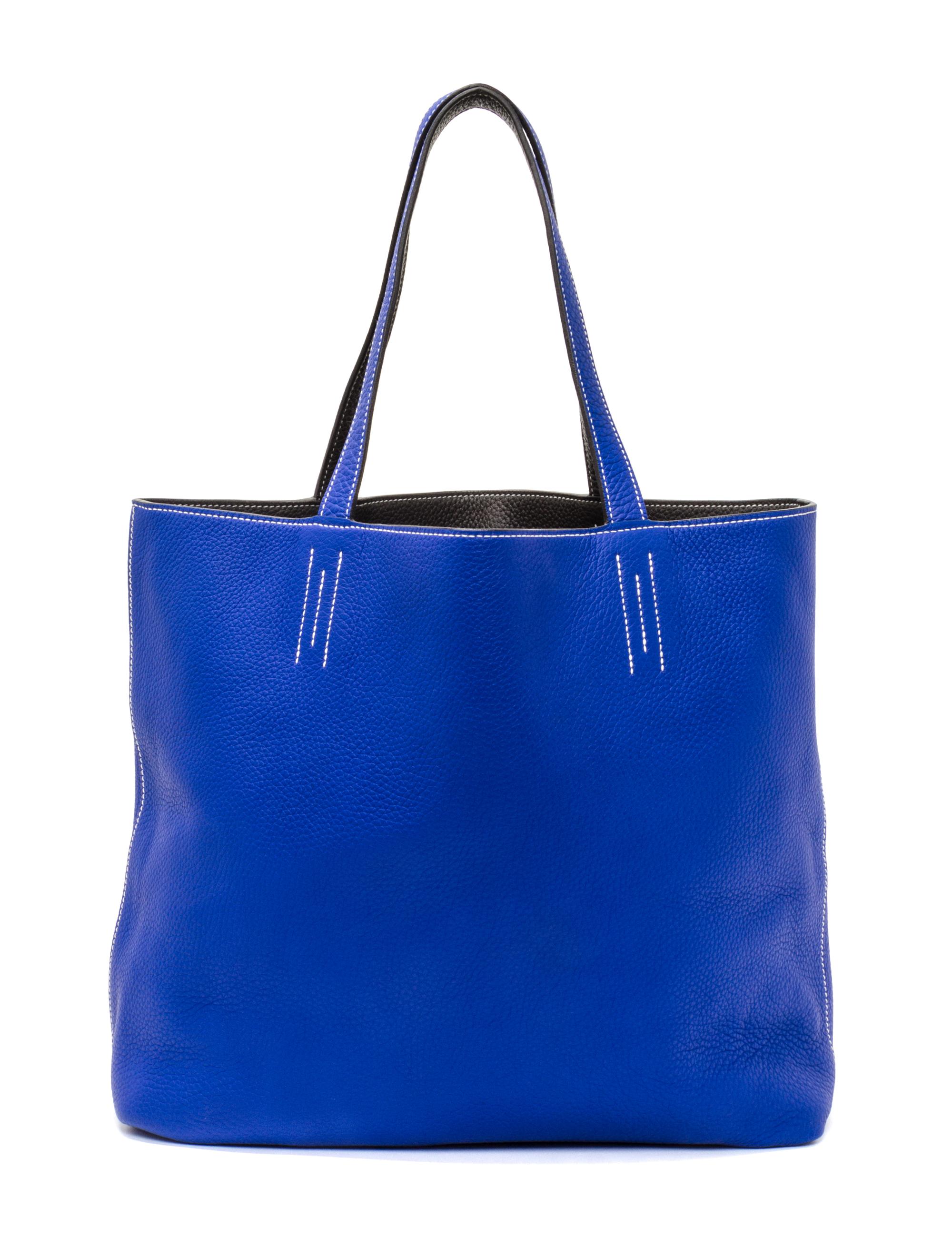 An Hermes Graphite/Bleu Electric 45cm Taurillon Clemence Double Sens Tote, 17.5" x 15.5" x 5".