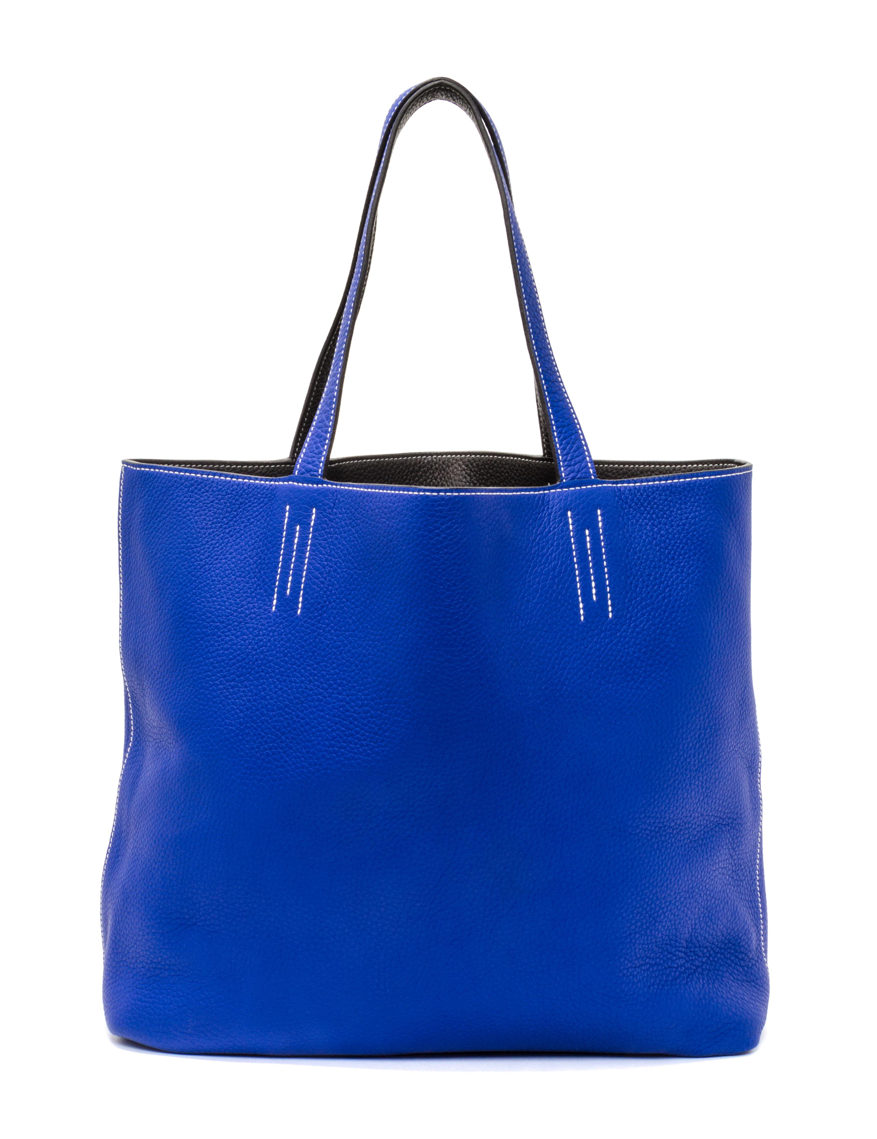 An Hermes Graphite/Bleu Electric 45cm Taurillon Clemence Double Sens Tote, 17.5" x 15.5" x 5".