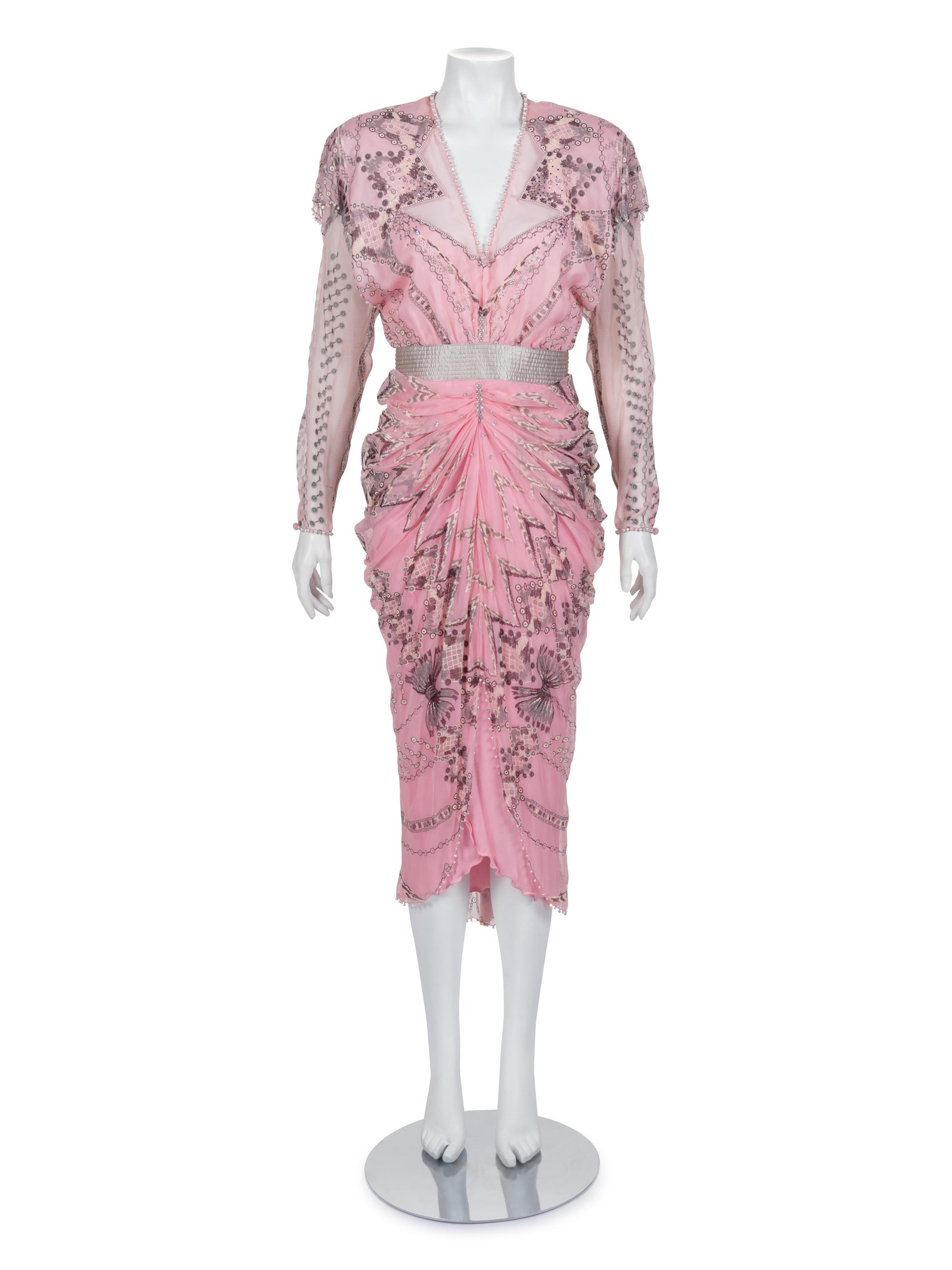 Zandra Rhodes Chiffon Evening Dress, c. 1985