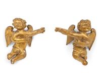 A Pair of Italian Gilt Wood Angel Wall Mounts