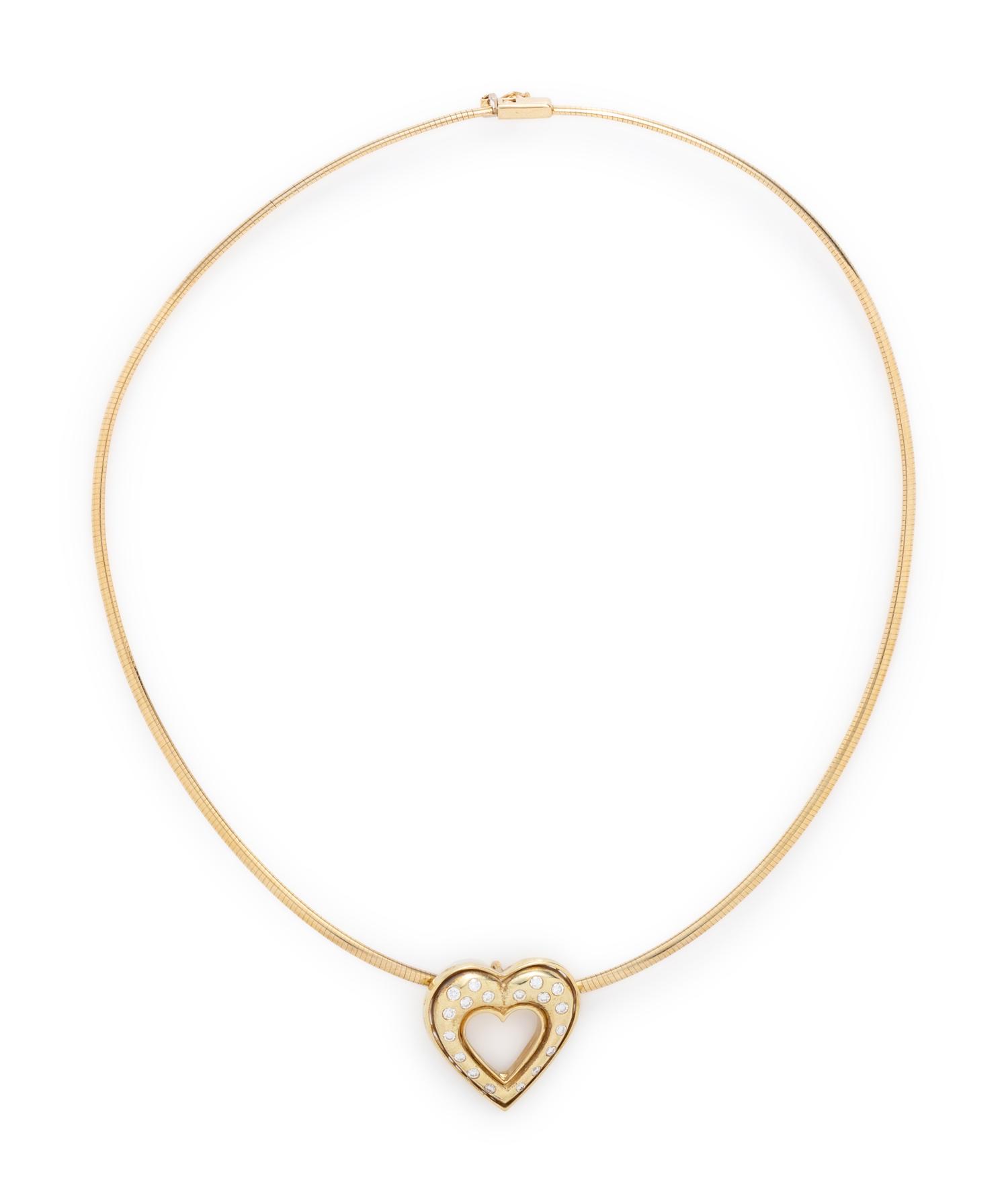 YELLOW GOLD AND DIAMOND HEART PENDANT/NECKLACE