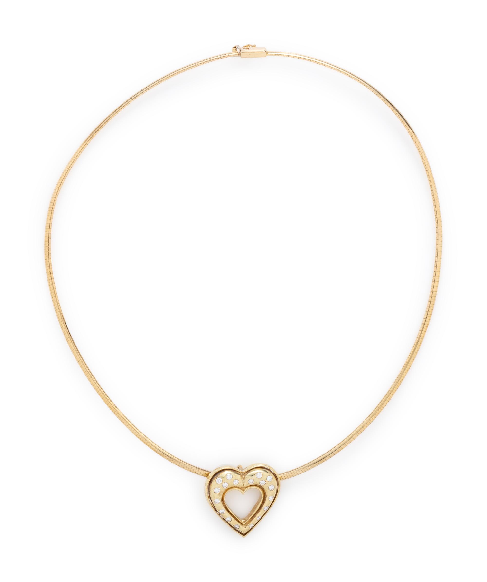 YELLOW GOLD AND DIAMOND HEART PENDANT/NECKLACE