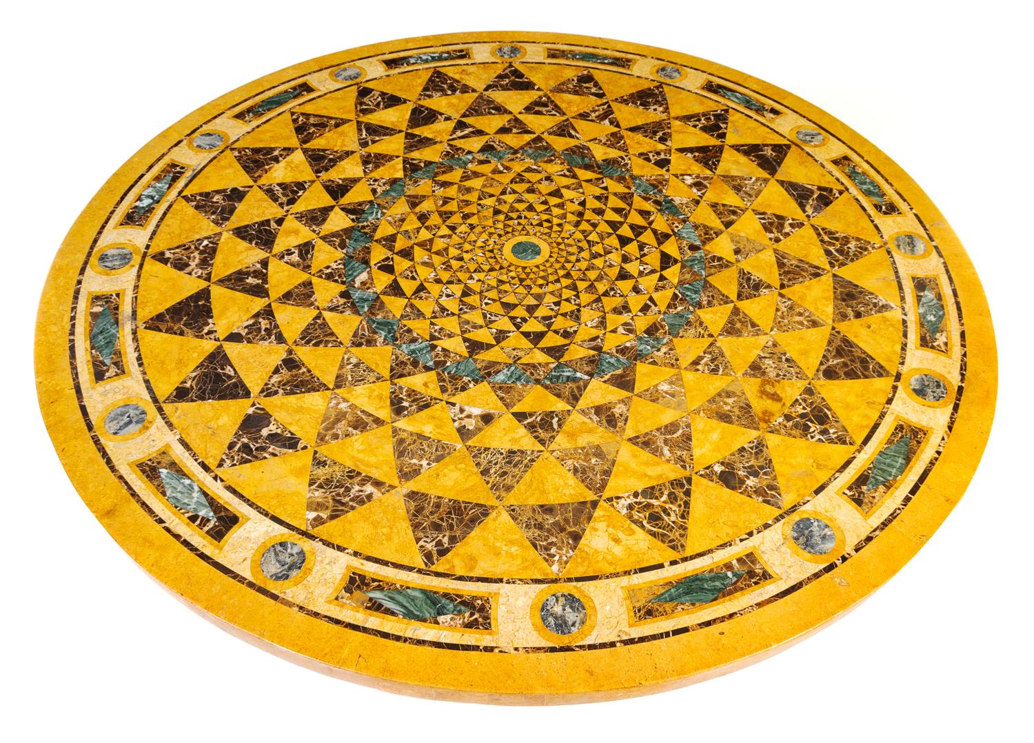 An Italian Specimen Marble Center Table Height 33 x diameter of top 40 inches. — 20TH CENTURY