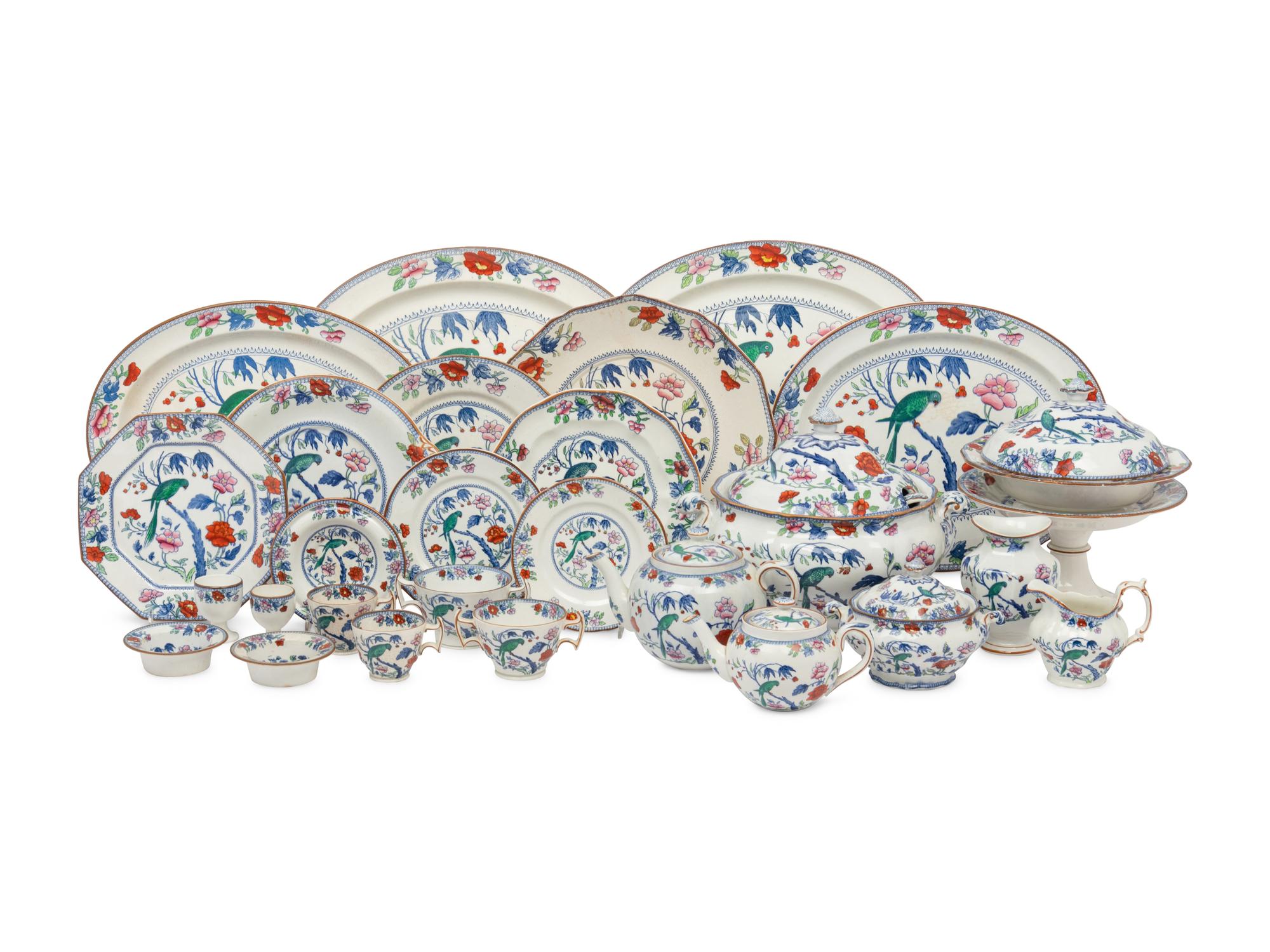 A Booths Parrot Ceramic Dinner Service