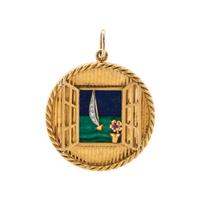 VAN CLEEF & ARPELS, YELLOW GOLD, DIAMOND AND MULTIGEM SAILBOAT CHARM