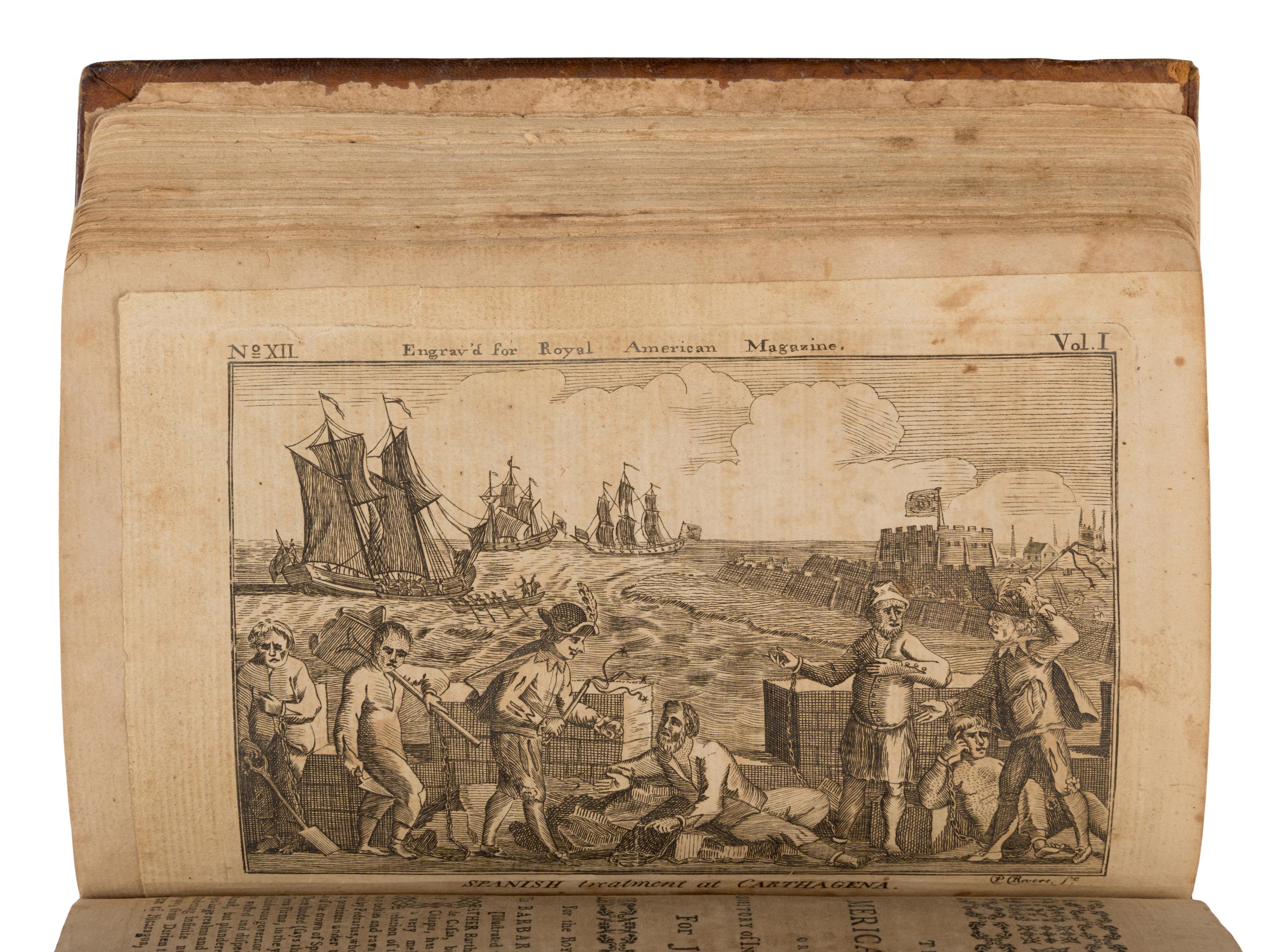 [Revere, Paul (1735-1818), engraver]. The Royal American Magazine, or Universal Repository of Instruction and Amusement. Volume I, for the Year 1774. Boston: Printed at Greenleaf's Printing Office in Union Street, January-December 1774.