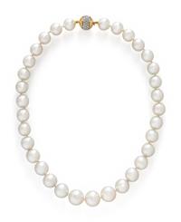 CULTURED PEARL, DIAMOND, AND YELLOW GOLD NECKLACE
