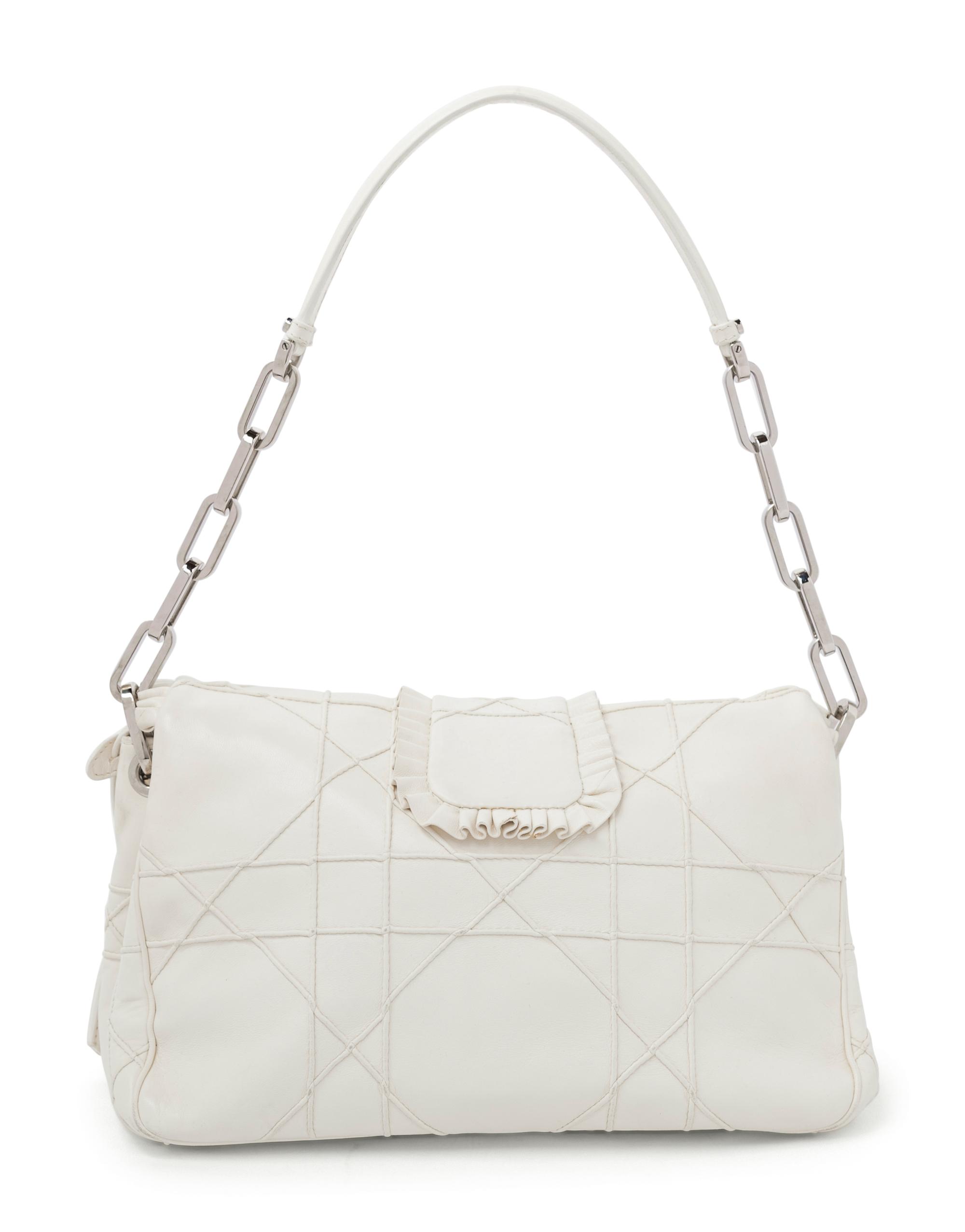 Christian Dior White Ruffle Flap Bag, 2009