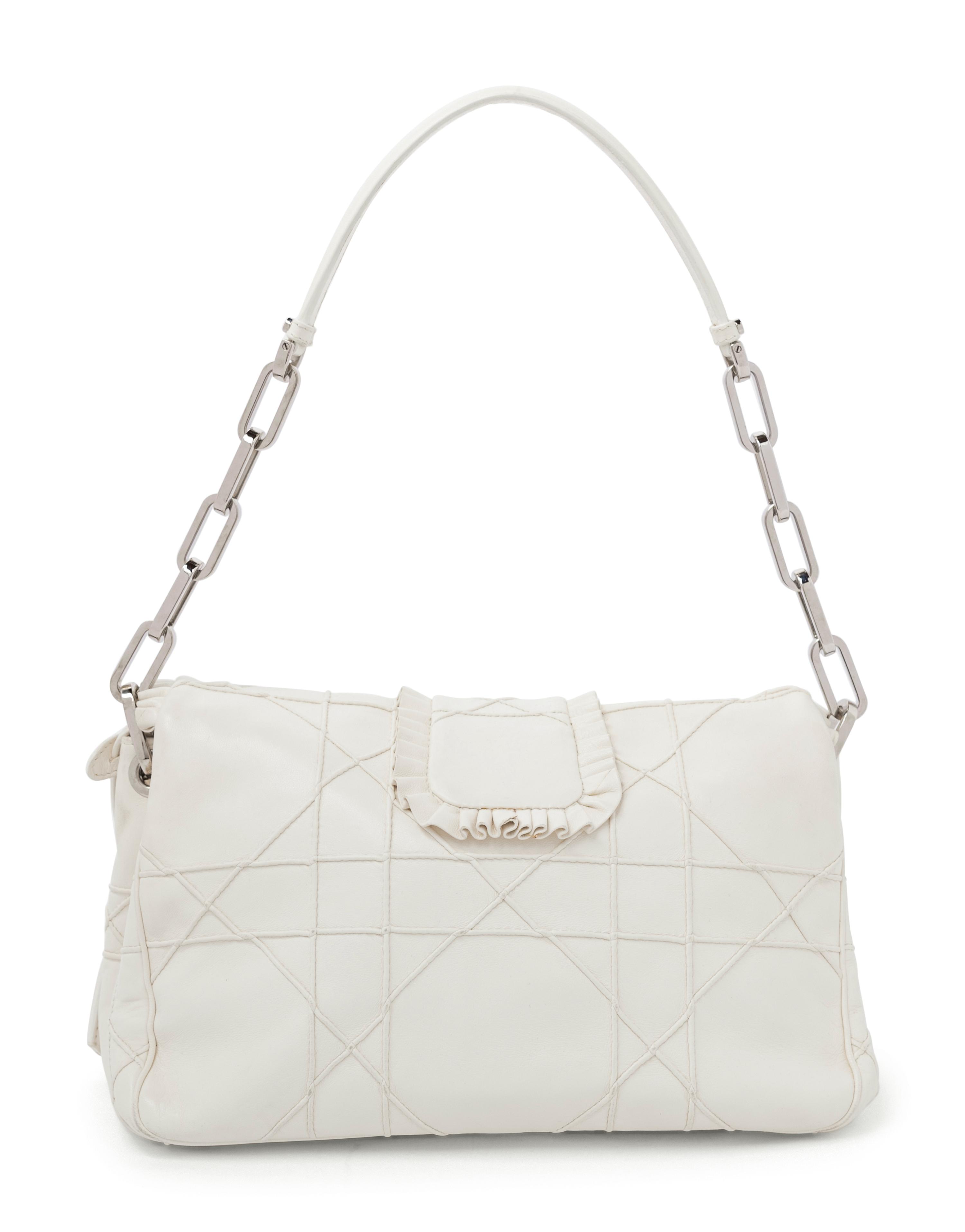 Christian Dior White Ruffle Flap Bag, 2009