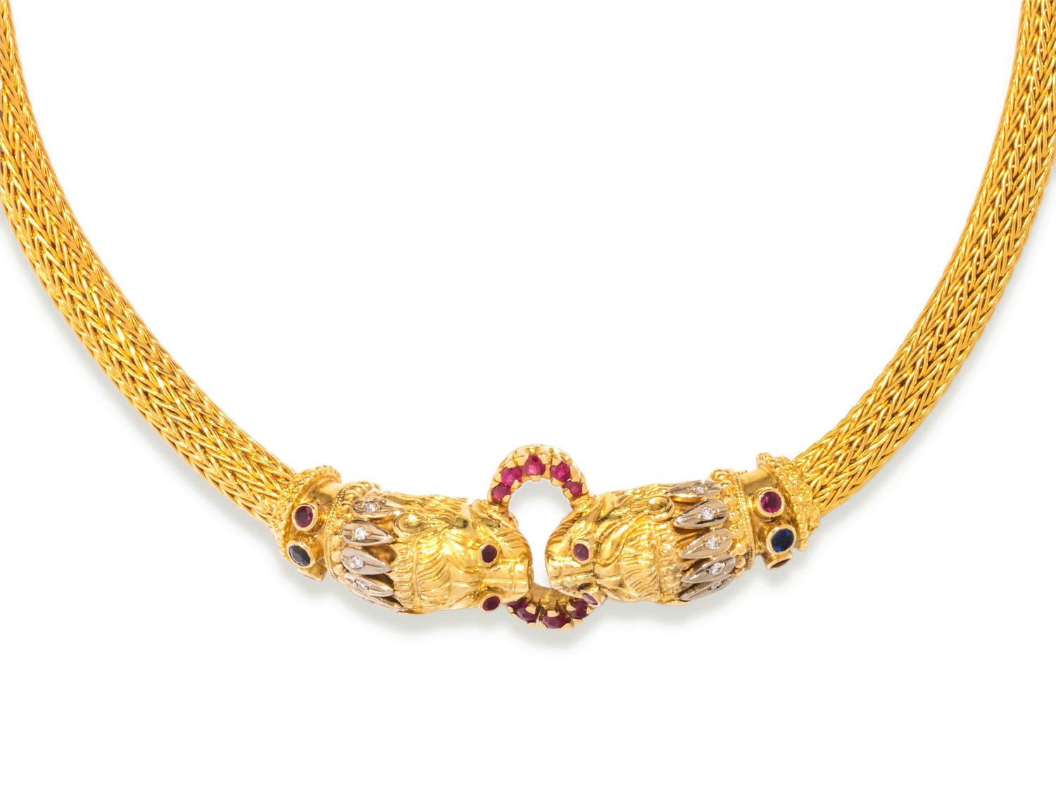 LALAOUNIS, YELLOW GOLD, DIAMOND AND MULTIGEM COLLAR NECKLACE