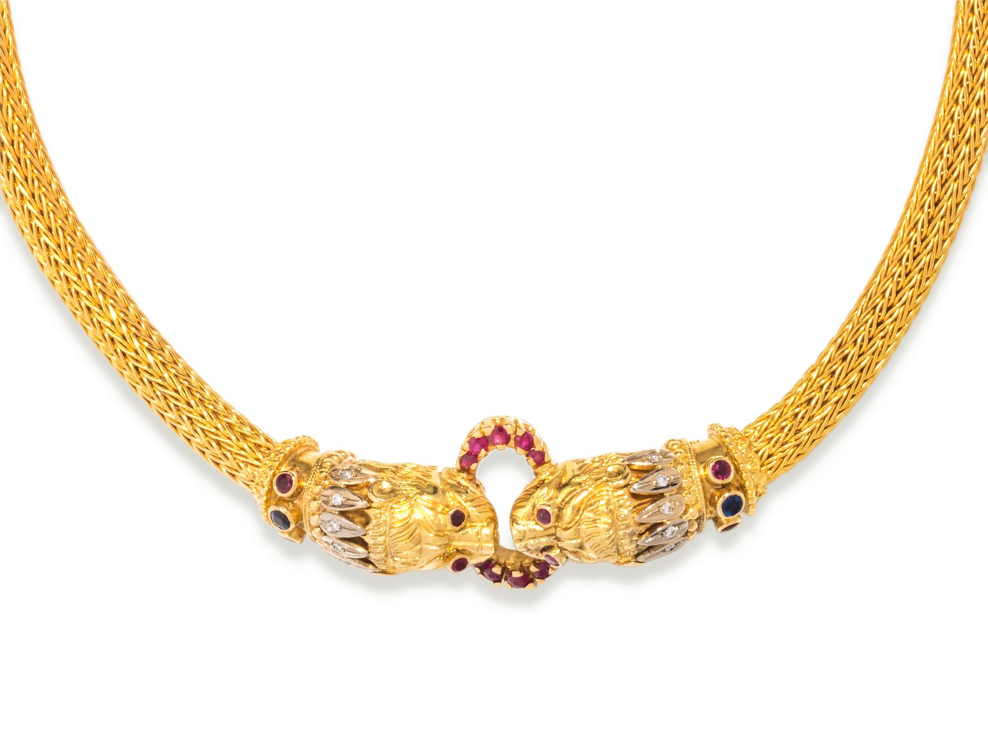 LALAOUNIS, YELLOW GOLD, DIAMOND AND MULTIGEM COLLAR NECKLACE