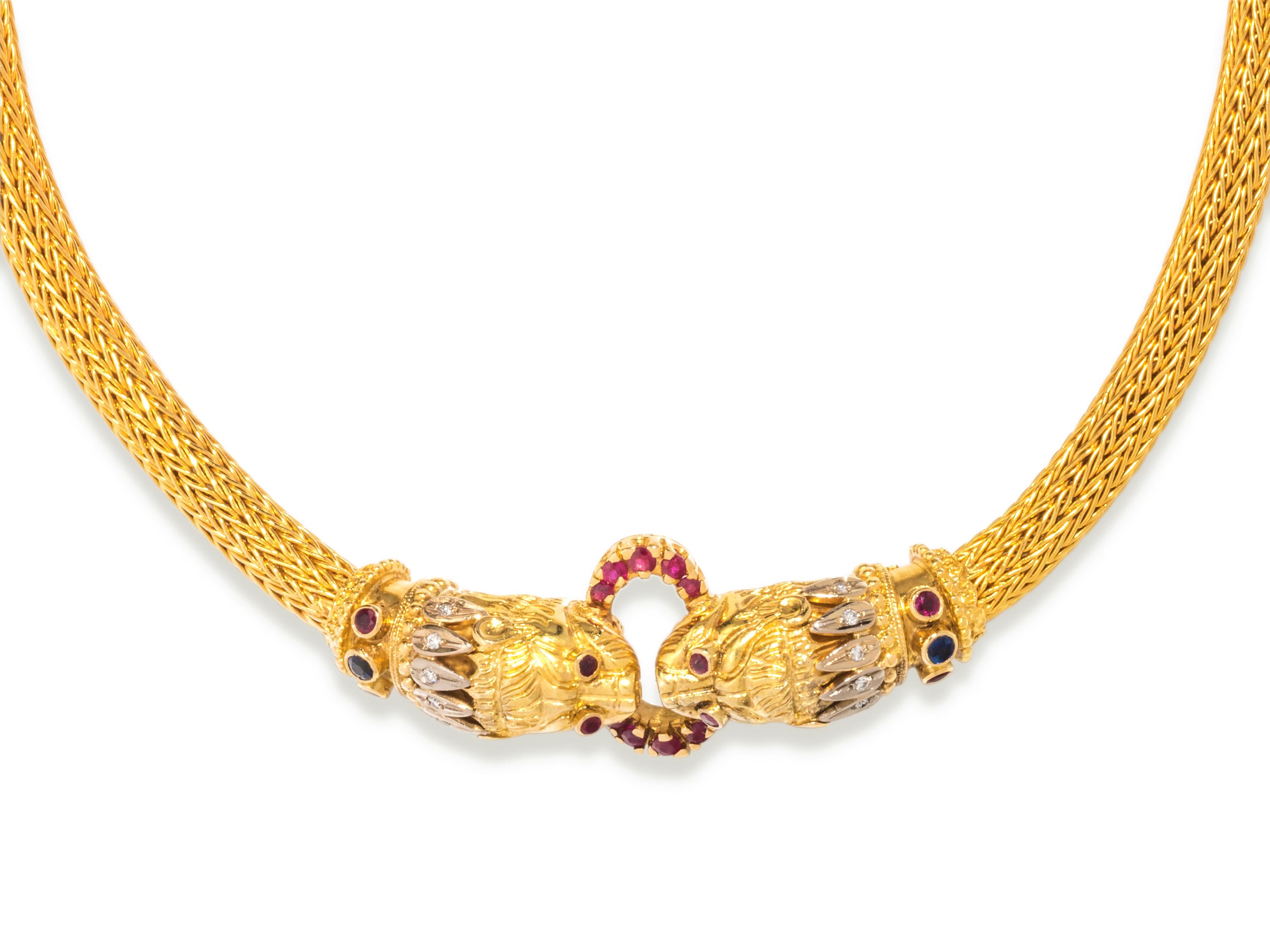 LALAOUNIS, YELLOW GOLD, DIAMOND AND MULTIGEM COLLAR NECKLACE
