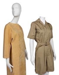 Saint Laurent Safari Jumper and Halston Ultrasuede Dress, 1968-70s