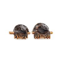 YELLOW GOLD AND SMOKY QUARTZ FROG CUFFLINKS