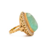 GREEN BERYL AND DIAMOND RING