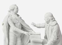 A rare commemorative unglazed porcelain figural group of French King Louis XVI and Benjamin Franklin, attributed to Charles-Gabriel Sauvauge (French, 1741-1827), Niderviller Factory (France, active 1754-1827), circa 1780