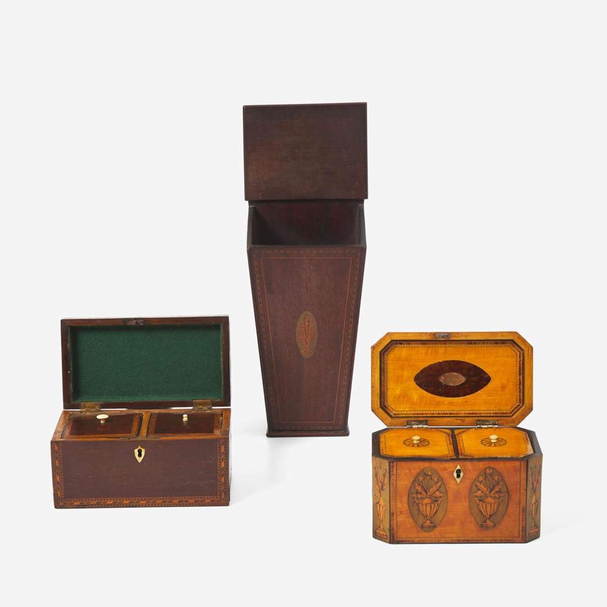 A group of three inlaid boxes late 18th - 19th century