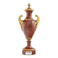 A Neoclassical Style Gilt Bronze Mounted Rouge Marble Covered Urn
