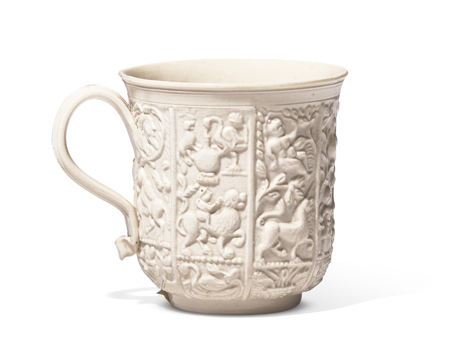A Staffordshire Salt-Glazed Stoneware Cup