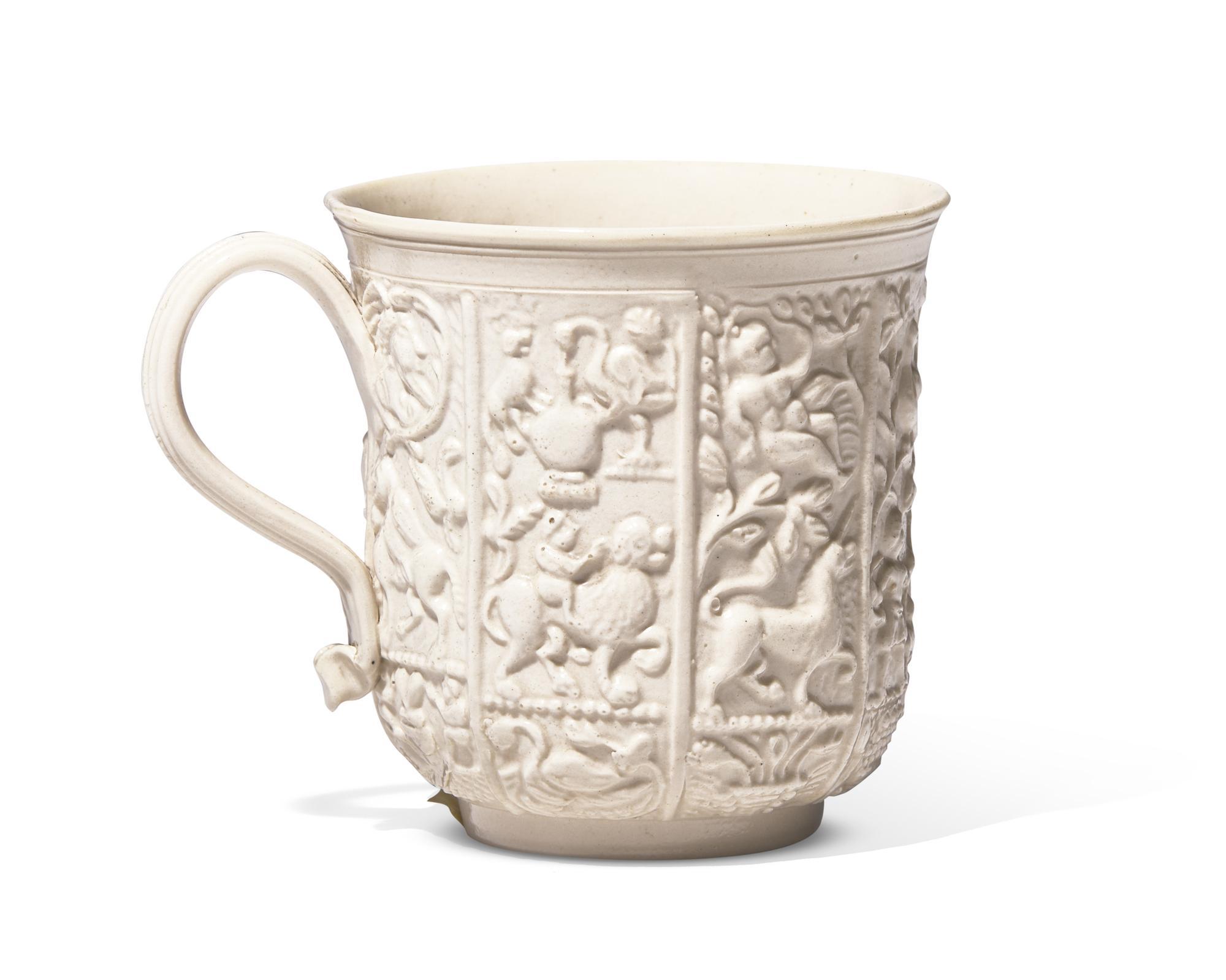 A Staffordshire Salt-Glazed Stoneware Cup