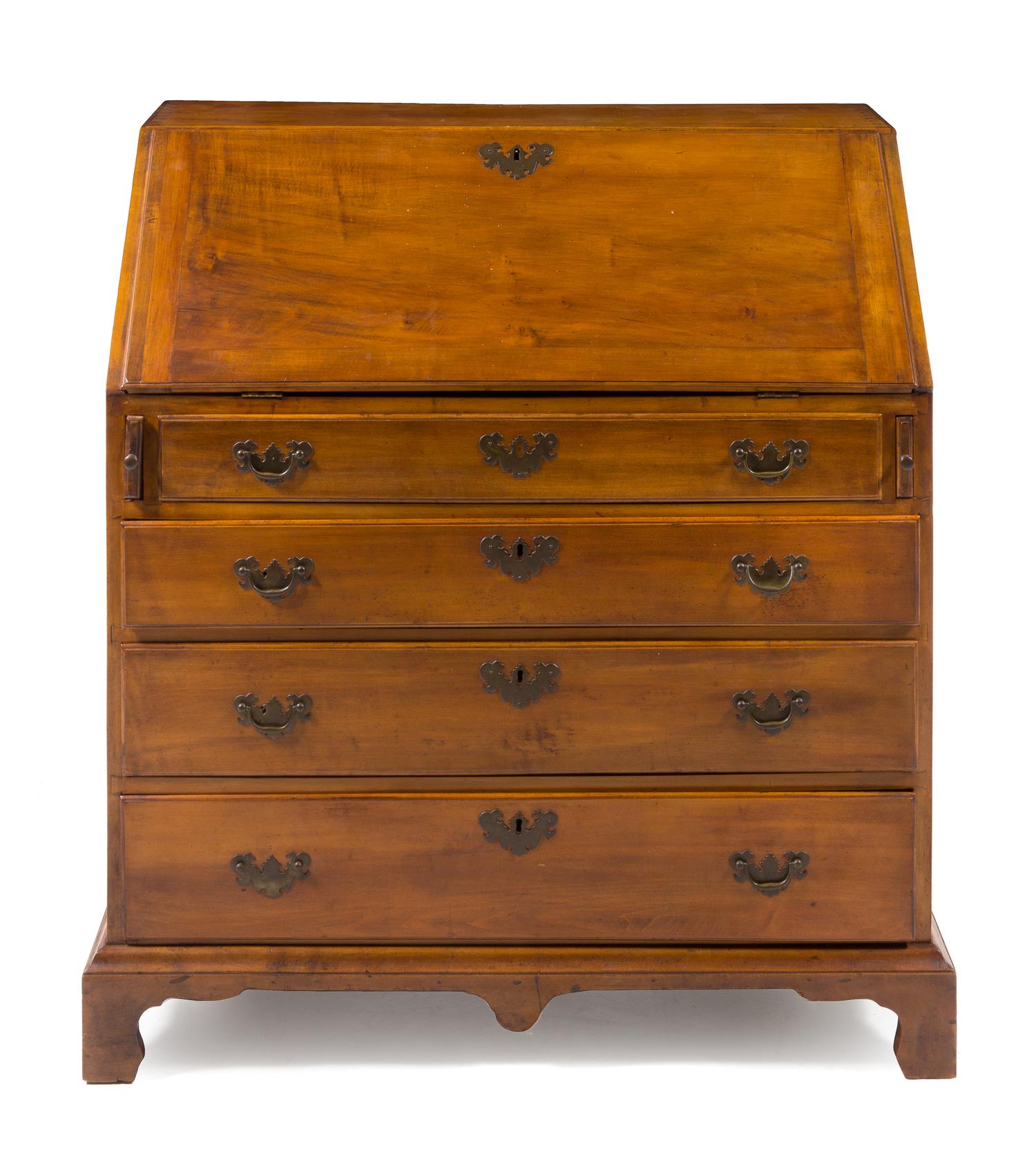 A Chippendale Cherry Slant-Front Desk Height 40 x width 35 5/8 x depth 20 inches. — NEW ENGLAND, 18TH CENTURY