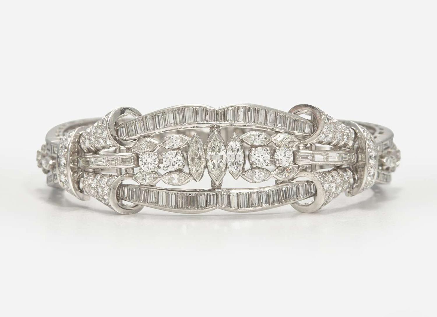 A 14K White Gold and Diamond Bracelet
